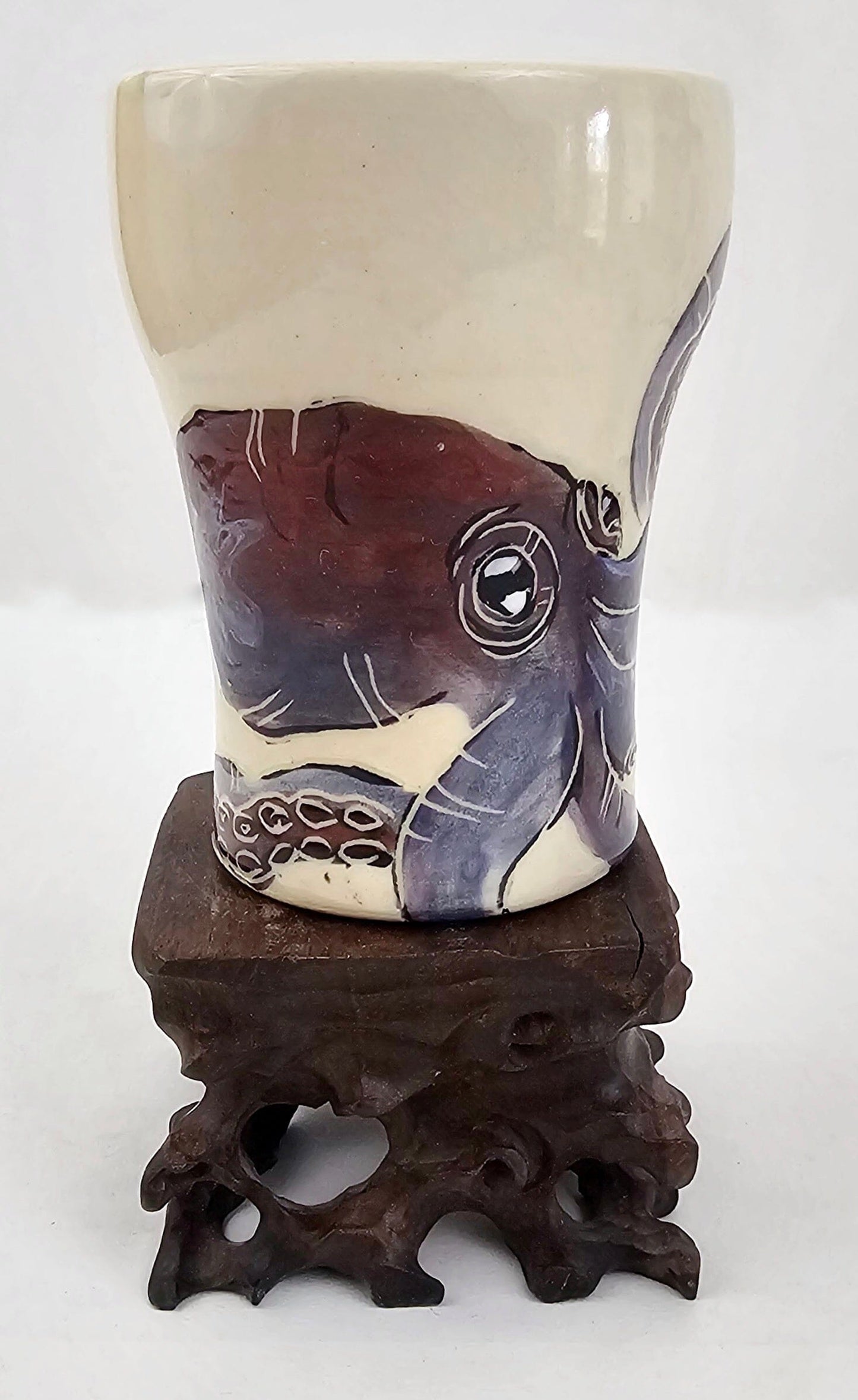 Octopus Stoneware Tall Drinking Cup: Crafted by Kim and Elizabeth Coffee Mug Elizabeth Schowachert Art