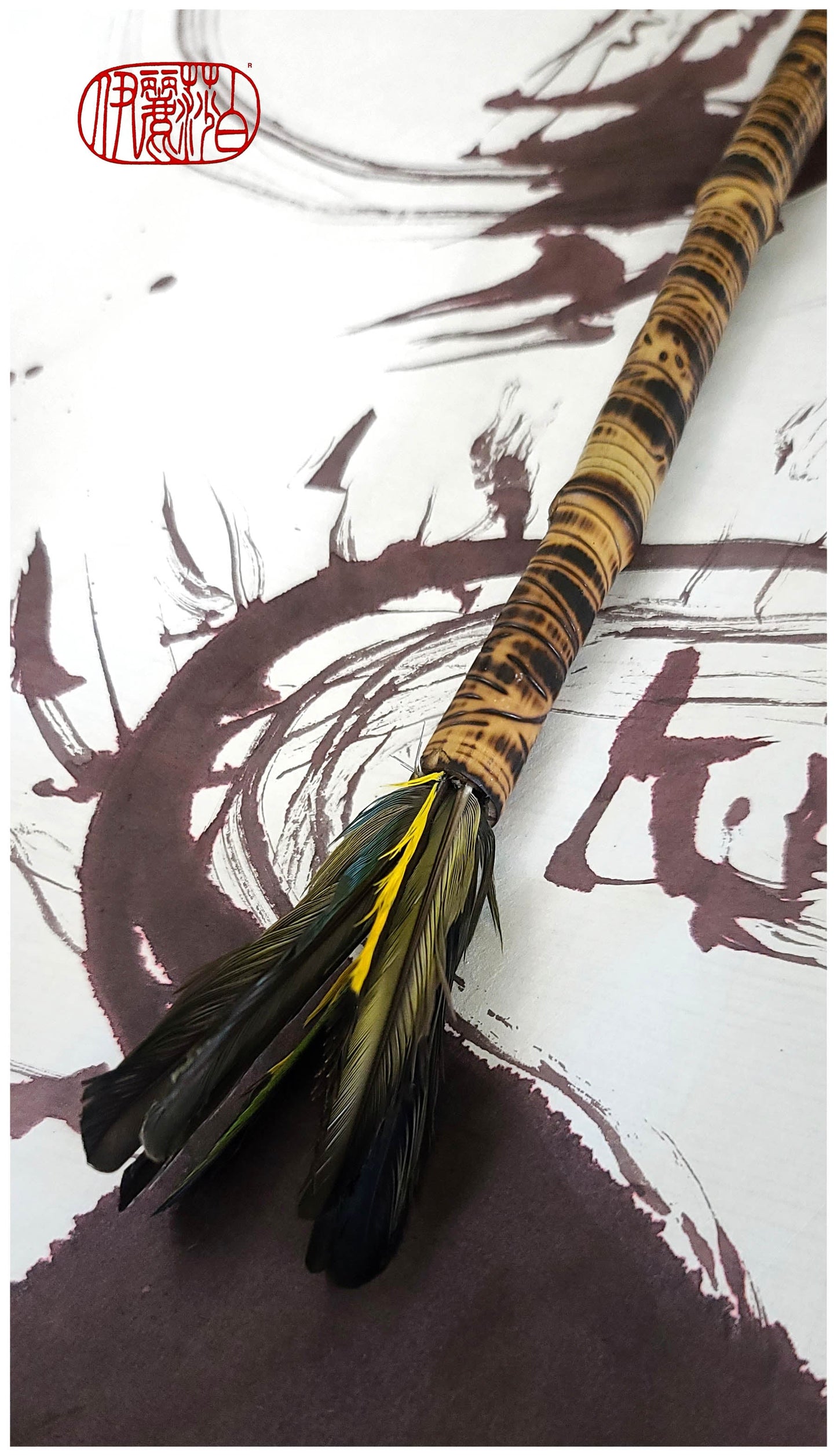 Parrot Feather Sumi-e Paintbrush With Bamboo Handle Art Supplies Elizabeth Schowachert Art