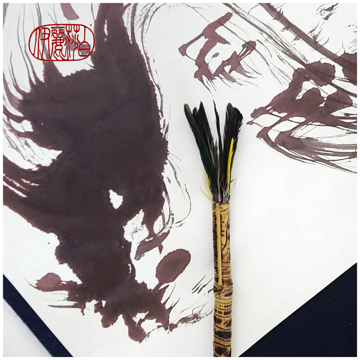 Parrot Feather Sumi-e Paintbrush With Bamboo Handle Art Supplies Elizabeth Schowachert Art