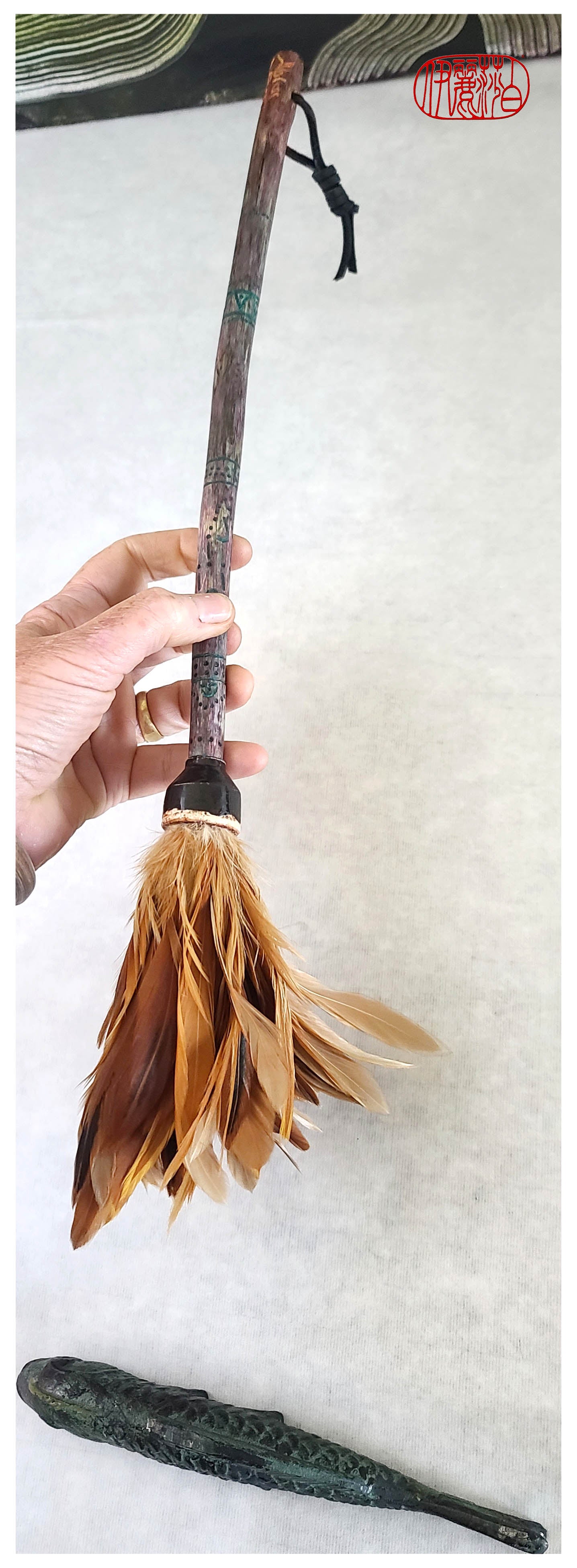 Rooster Saddle Feather Paint Brush With Driftwood Handle Art Supplies Elizabeth Schowachert Art