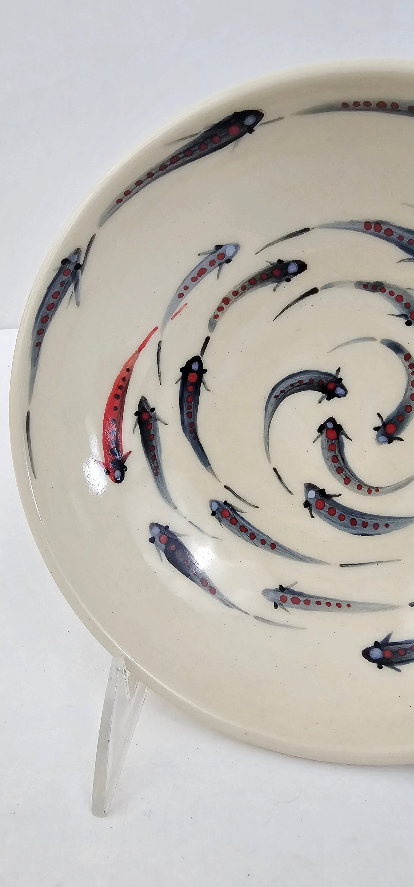 Schooling Fish Ceramic Bowl: Artistry of Kim and Elizabeth Stoneware Bowl Elizabeth Schowachert Art