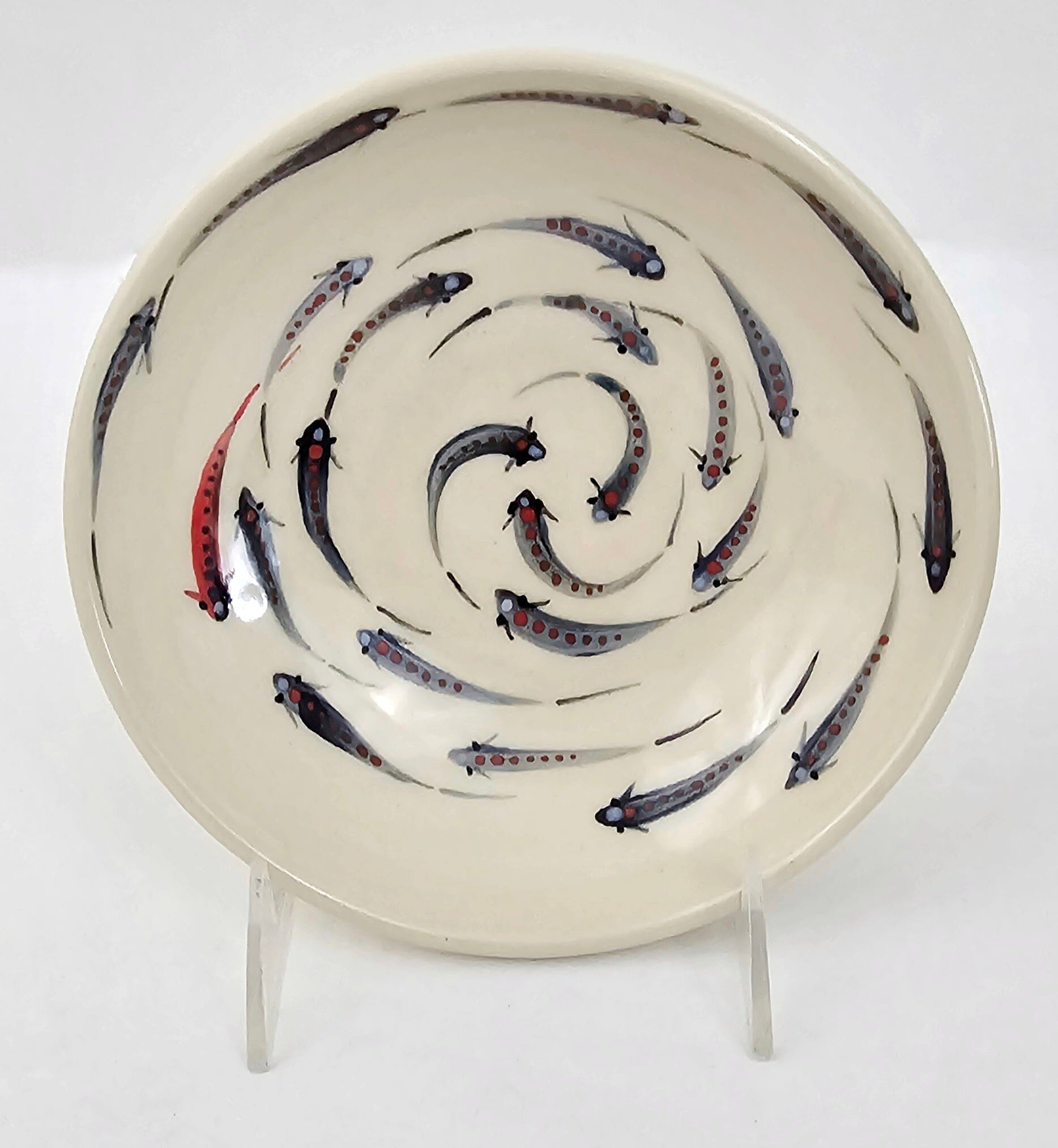 Schooling Fish Ceramic Bowl: Artistry of Kim and Elizabeth Stoneware Bowl Elizabeth Schowachert Art