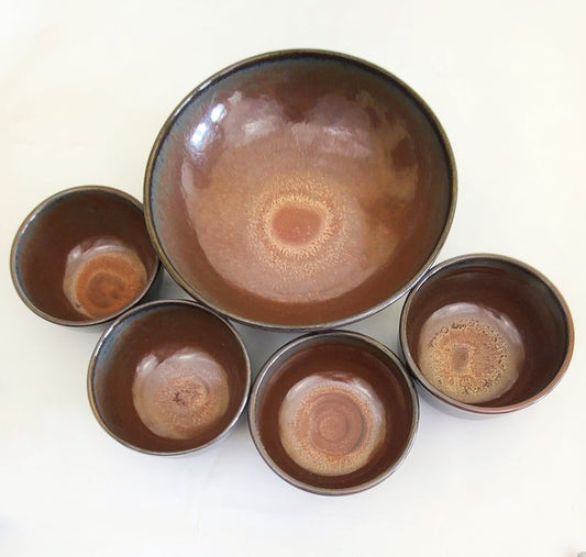 Stoneware 5-Piece Bowl Set Ceramic & Pottery Glazes Elizabeth Schowachert Art