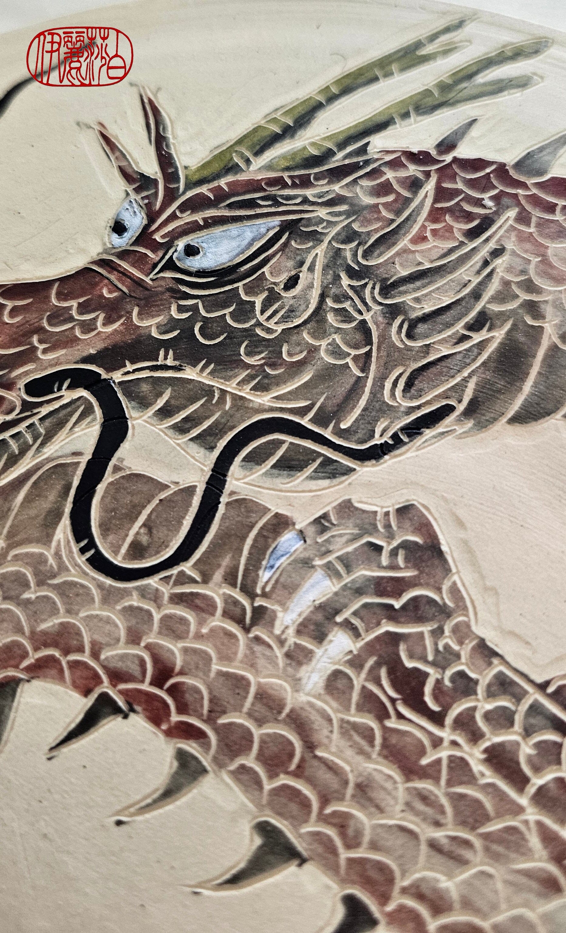 Stoneware Dragon Tile Wall Hanging Elizabeth Schowachert Art
