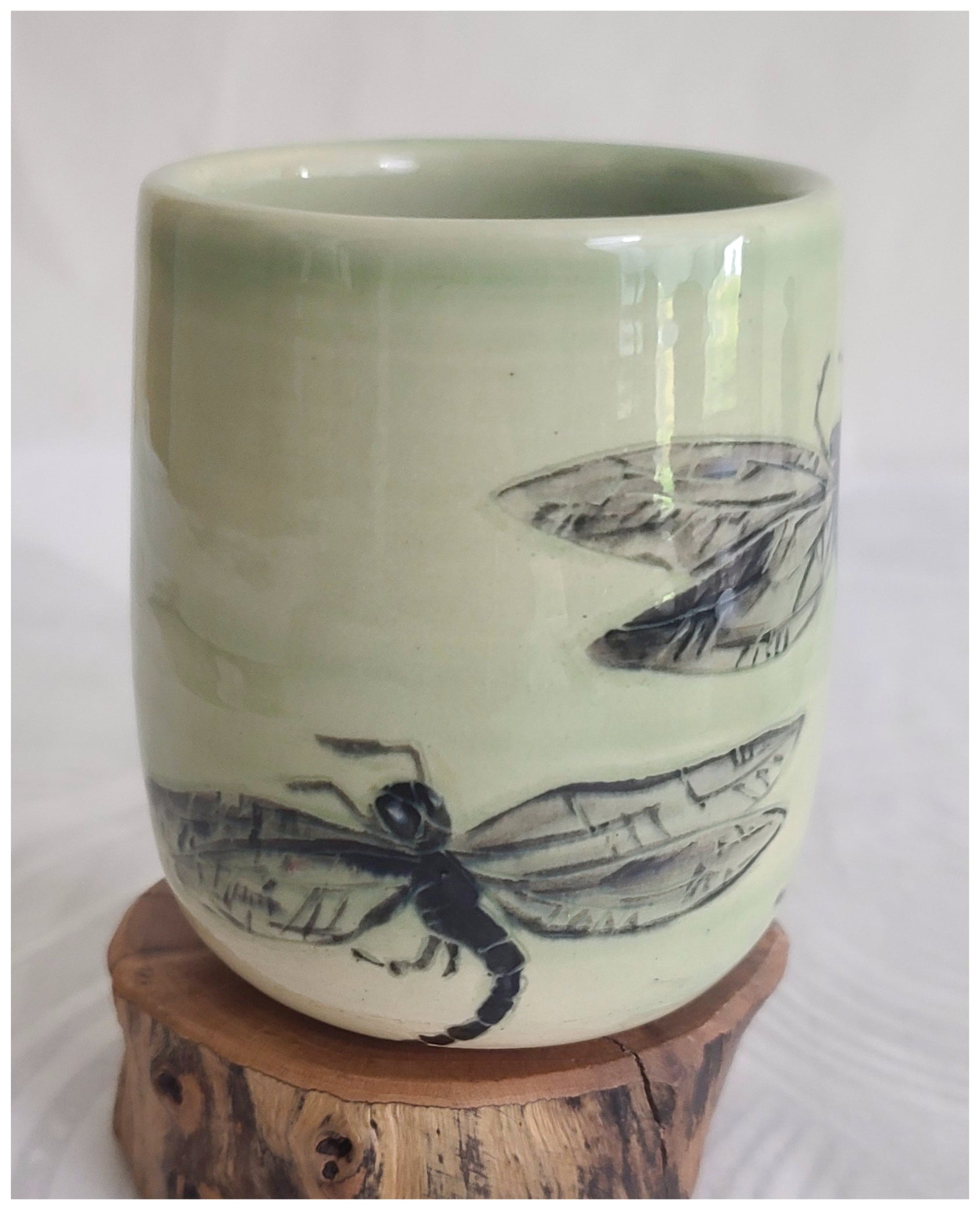 Stoneware Mug With Dragonfly Image M6 Ceramic & Pottery Glazes Elizabeth Schowachert Art