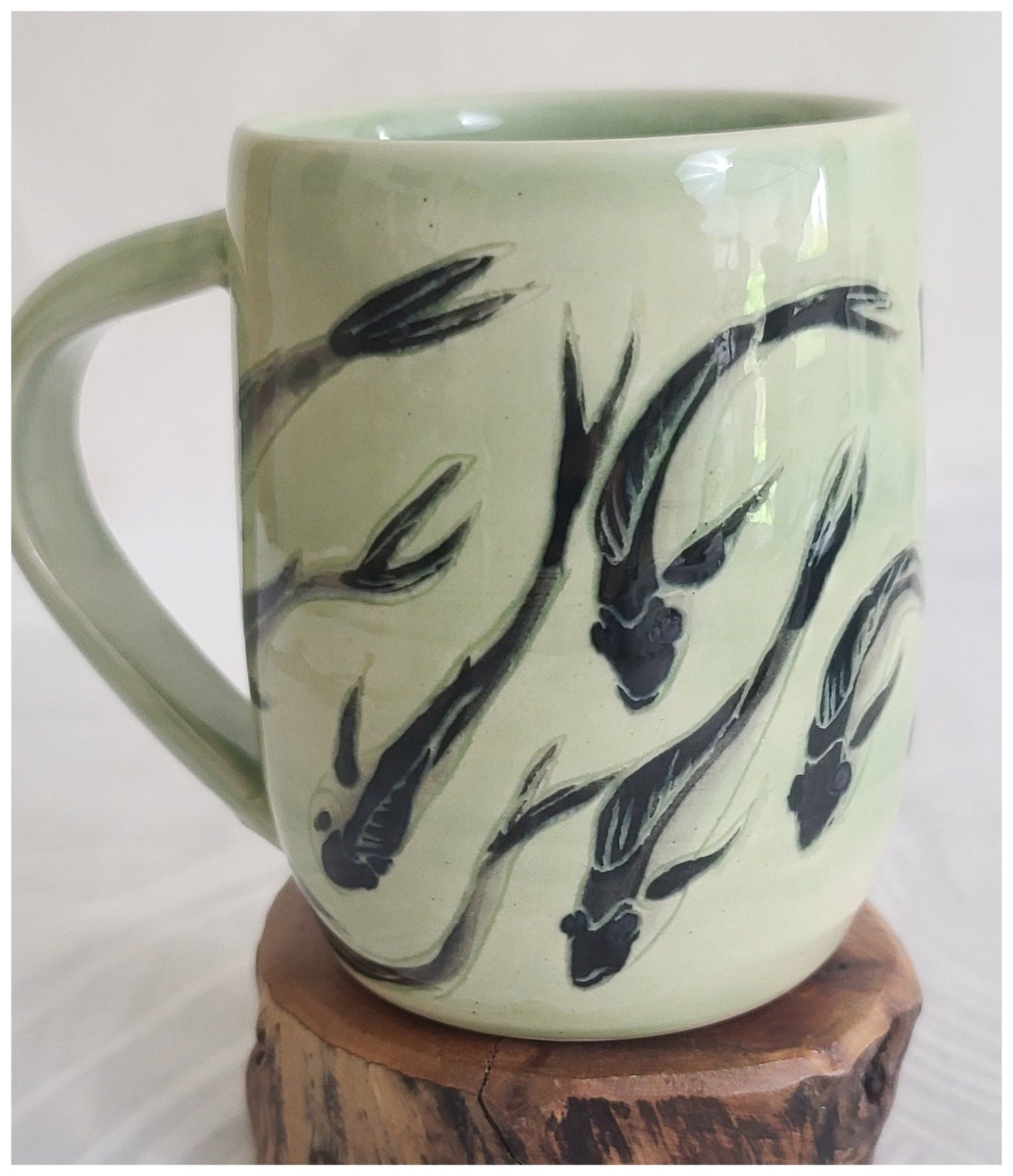 Stoneware Mug With Fish Image M3 Ceramic & Pottery Glazes Elizabeth Schowachert Art