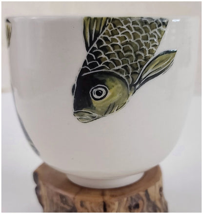 Stoneware Tea Bowl With Koi Ceramic & Pottery Glazes Elizabeth Schowachert Art