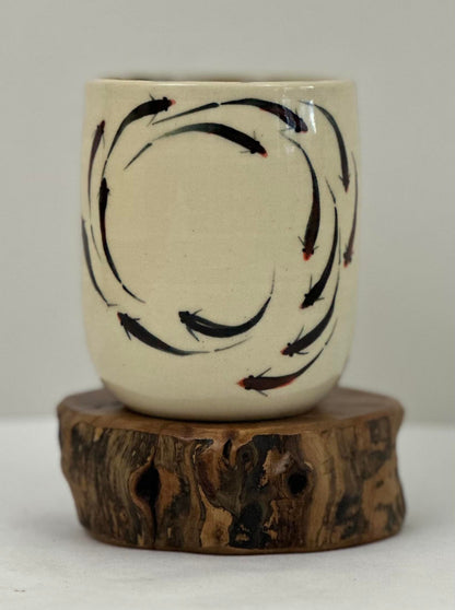 Stoneware Tumbler With Fish Image Ceramic & Pottery Glazes Elizabeth Schowachert Art