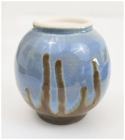 Stoneware Vase With Brown and Blue Highlights Ceramic & Pottery Glazes Elizabeth Schowachert Art