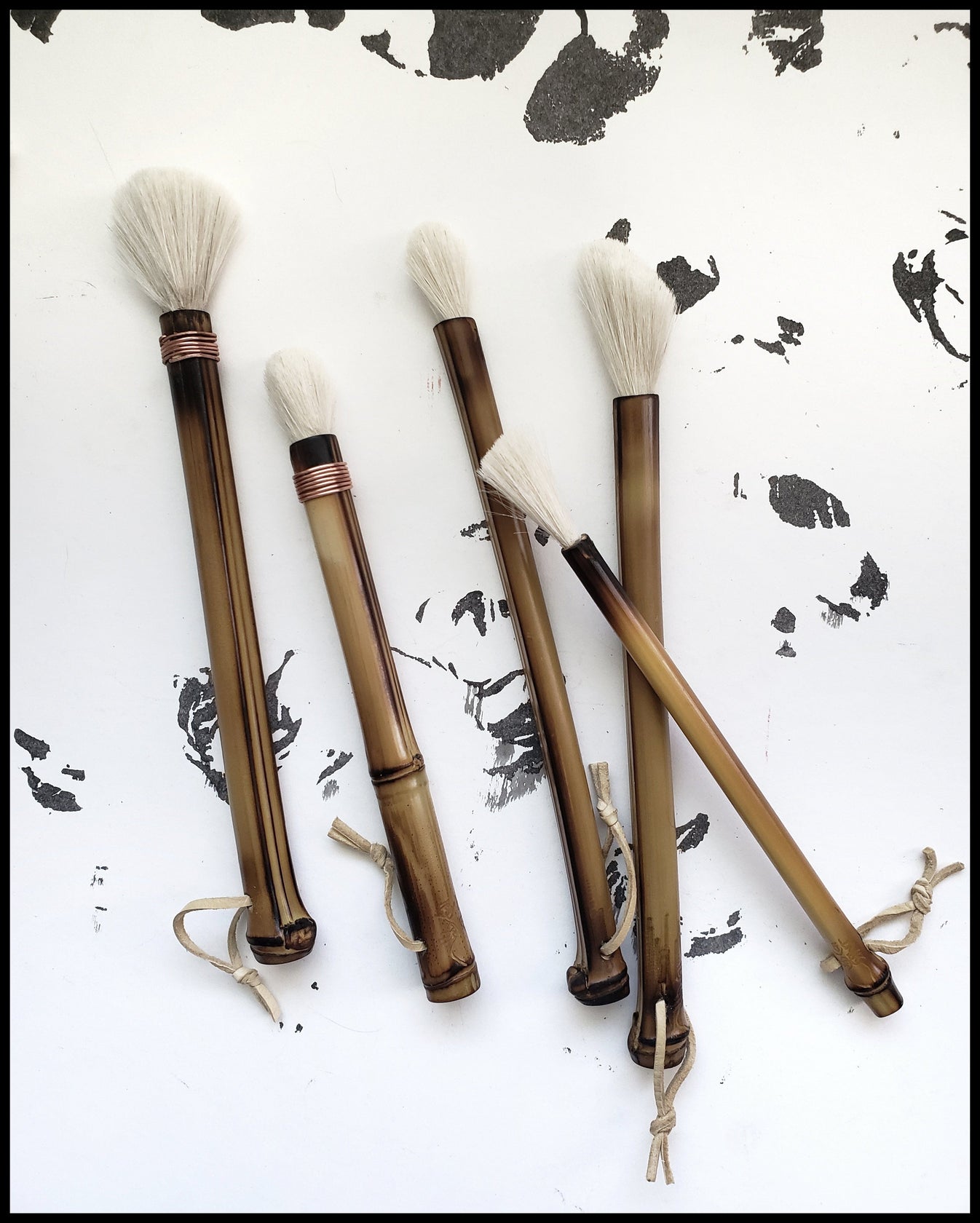 Sumie Brushes with Bamboo Handles and Goat or Horsehair Bristles