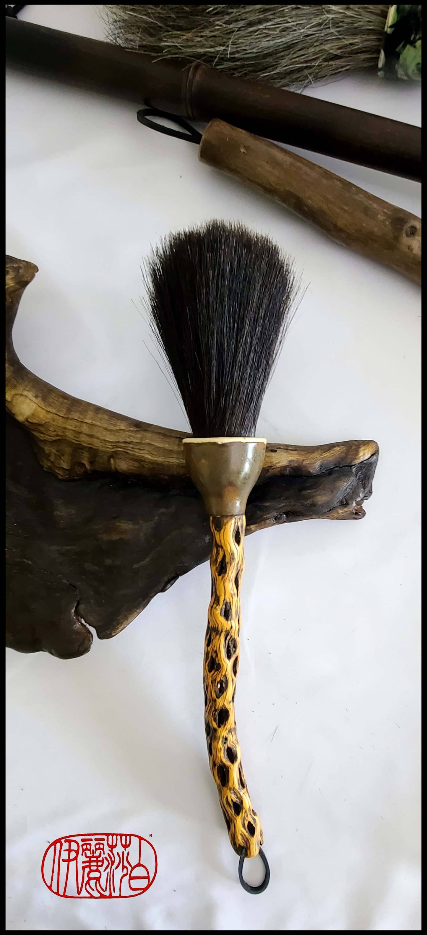 Sumi-e Paint Brush with 12" inch Cholla Cactus Skeleton Handle Art Supplies Elizabeth Schowachert Art