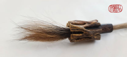 White Deer Tail Sumi-e Paint Brush with Driftwood Handle Art Supplies Elizabeth Schowachert Art
