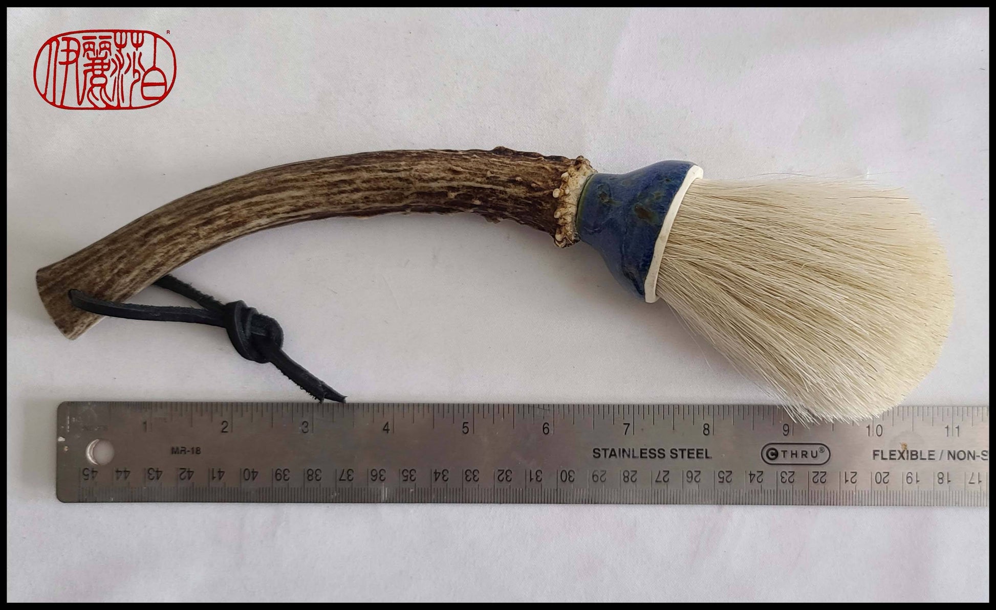 White Horsehair Mop Paintbrush with Deer Antler Handle Art Supplies Elizabeth Schowachert Art