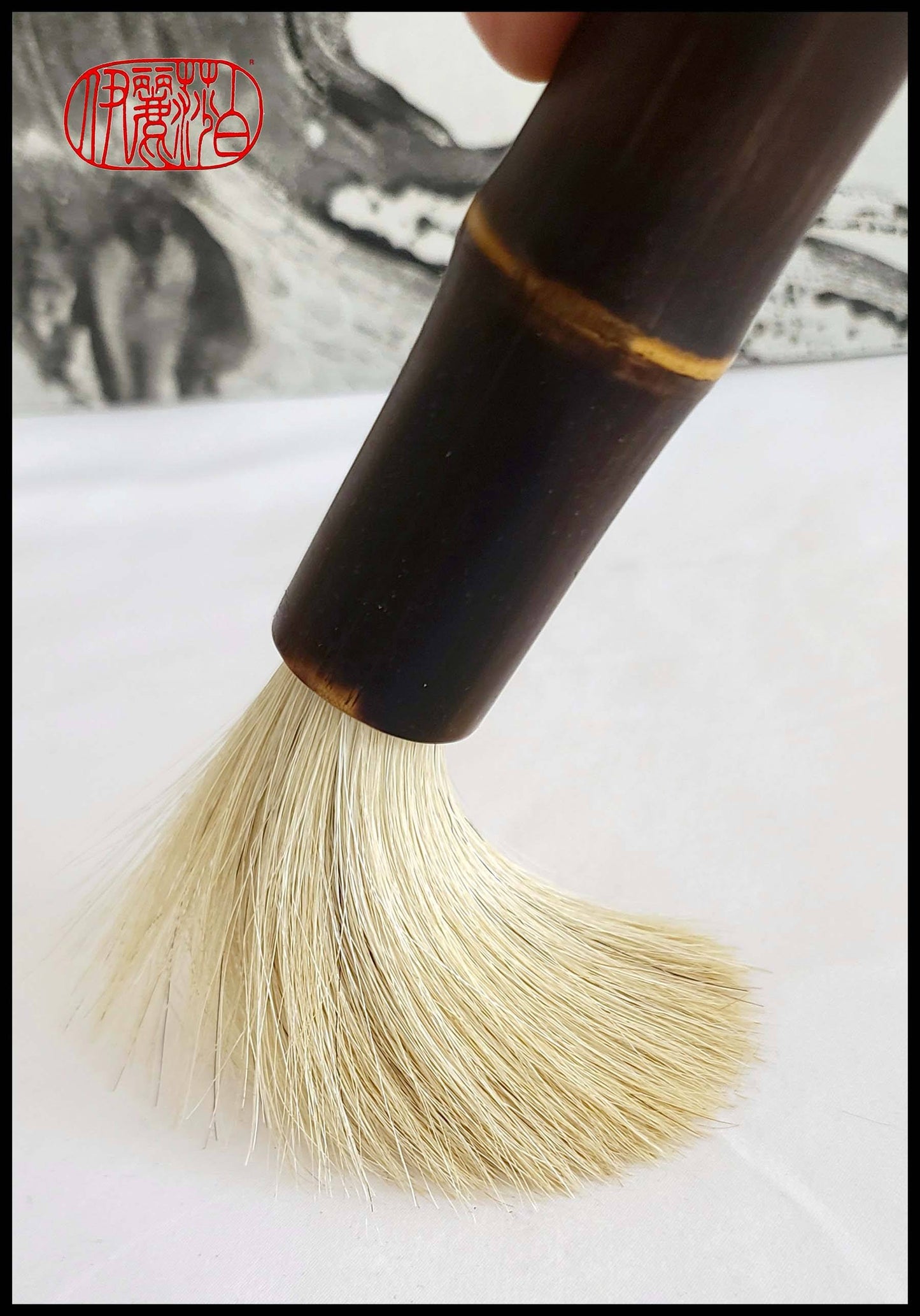 White Horsehair Paint Brush with Black Bamboo Handle Art Supplies Elizabeth Schowachert Art
