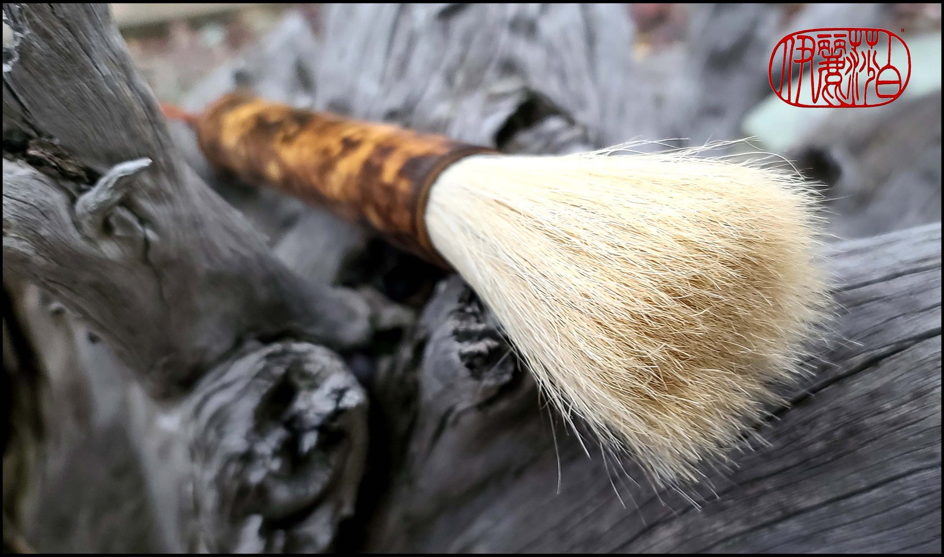 White Horsehair Paint Brush with Embers Series Bamboo Handle Art Supplies Elizabeth Schowachert Art