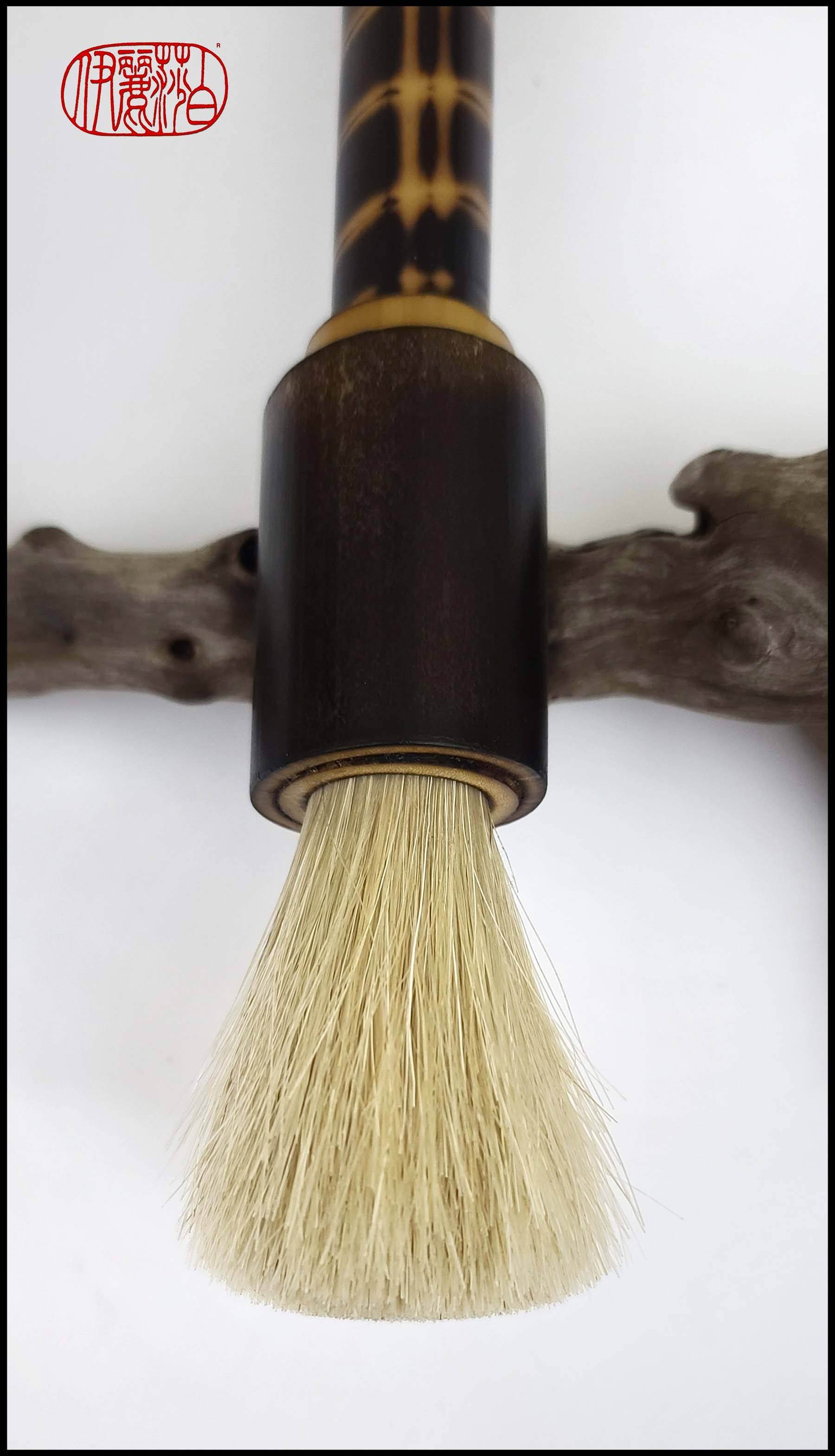 White Horsehair Paint Brush with Striped Bamboo Handle Art Supplies Elizabeth Schowachert Art