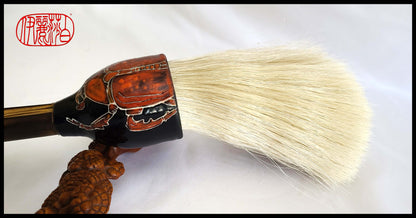 White Horsehair Sumi-e Paint Brush with Ceramic Beetle Ferrule SPB #110 Art Supplies Elizabeth Schowachert Art