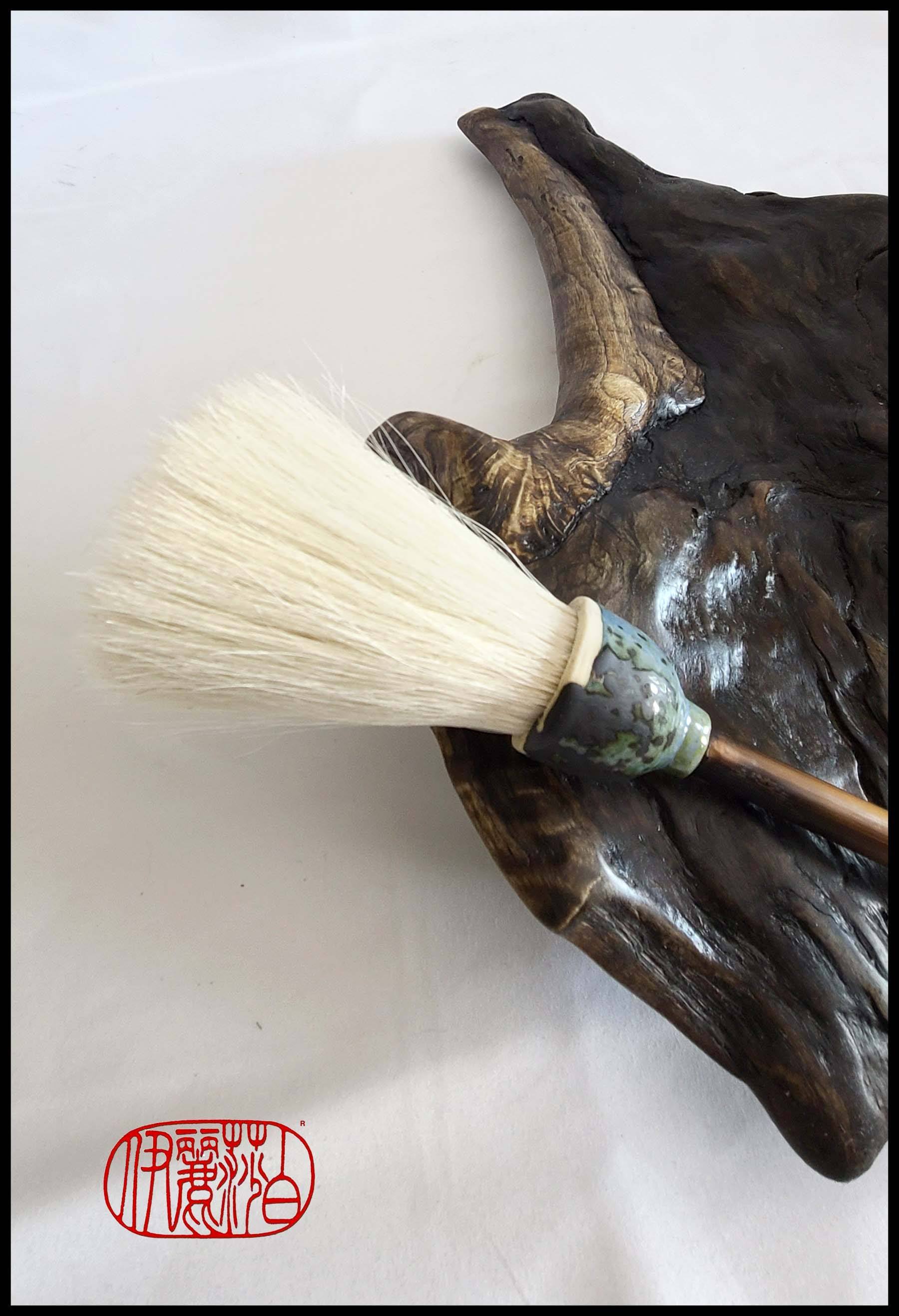 White Horsehair Sumi-e Paint Brush with Ceramic Ferrule Art Supplies Elizabeth Schowachert Art