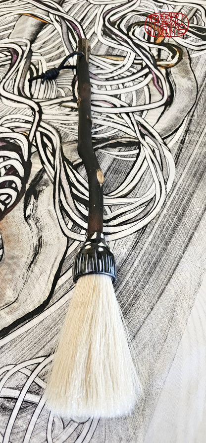 White Horsehair Sumi-e Paint Brush With Ceramic Ferrule Art Supplies Elizabeth Schowachert Art