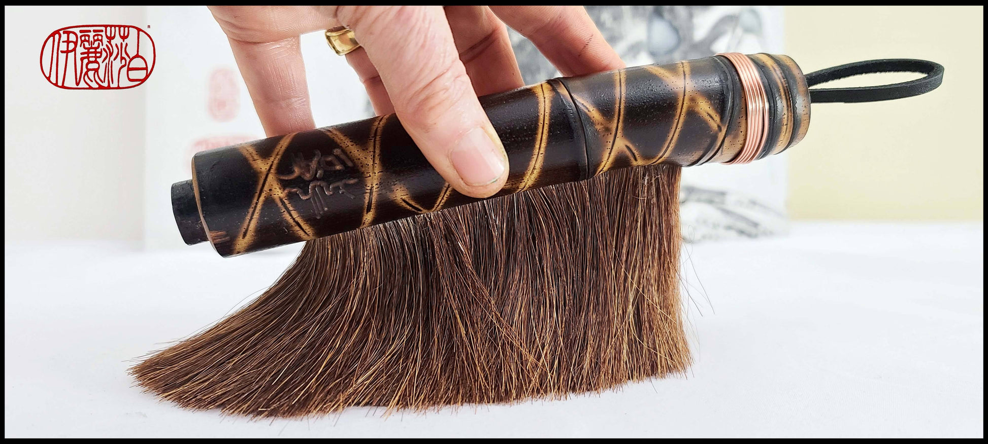 Wide Horsehair Paintbrush with Bamboo Handle Art Supplies Elizabeth Schowachert Art