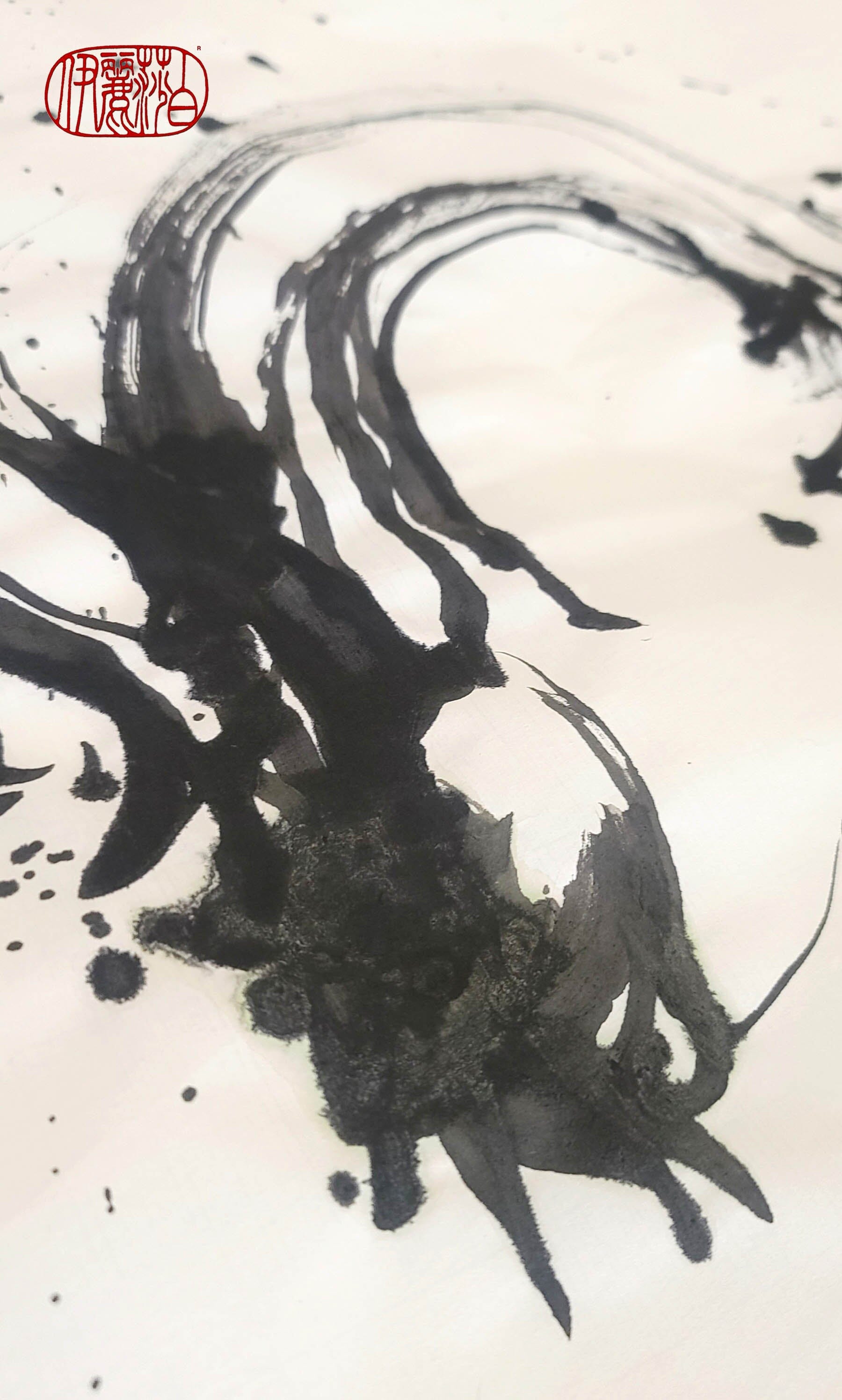 Wind Rider - Dragon Ink Painting Fine Art Elizabeth Schowachert Art