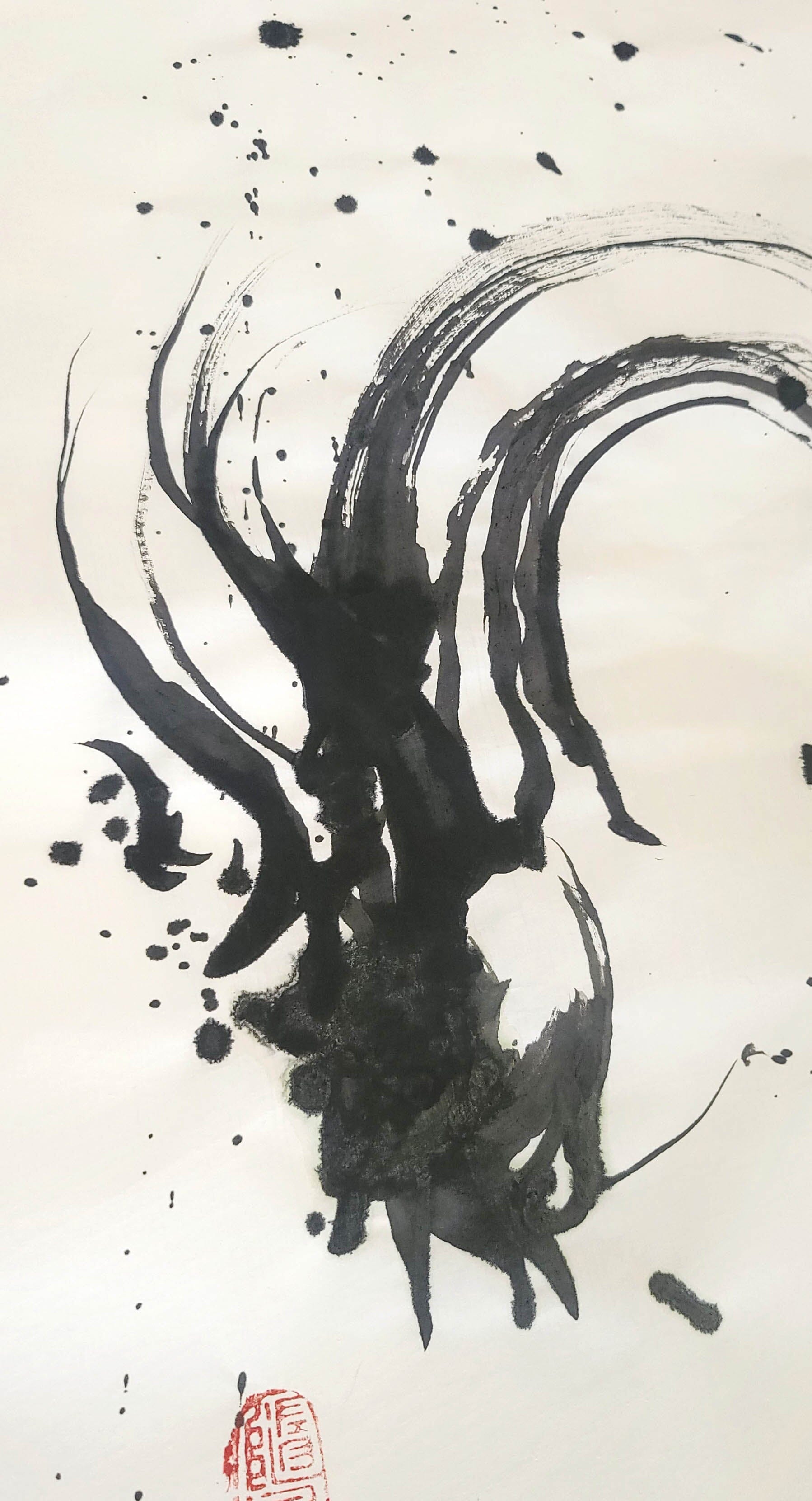 Wind Rider - Dragon Ink Painting Fine Art Elizabeth Schowachert Art